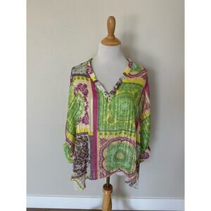 Jeff Gallano PARIS Flowy 3/4 Sleeve Length Blouse Size 1